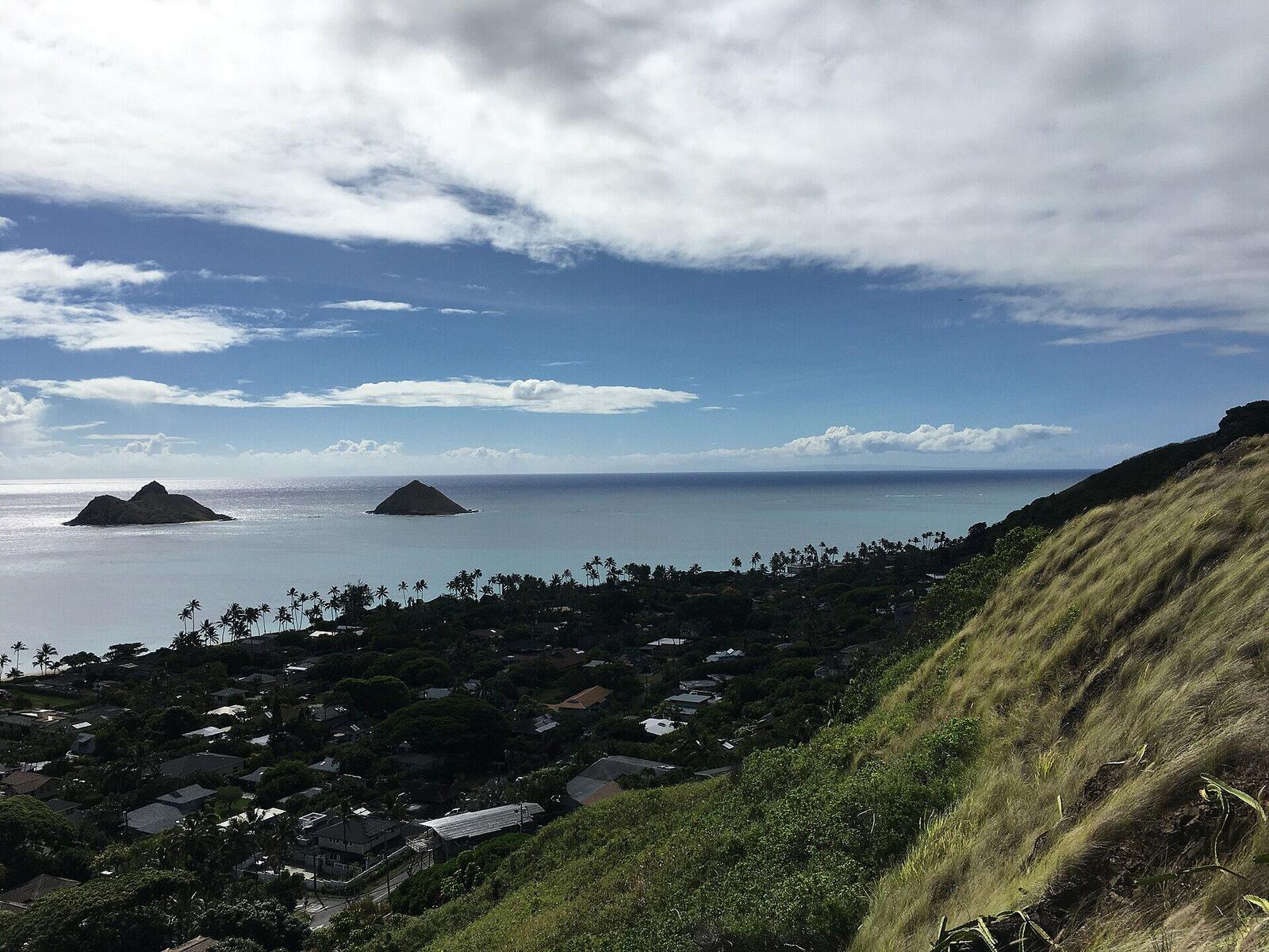 从拉尼凯上方山脊看凯卢阿湾
